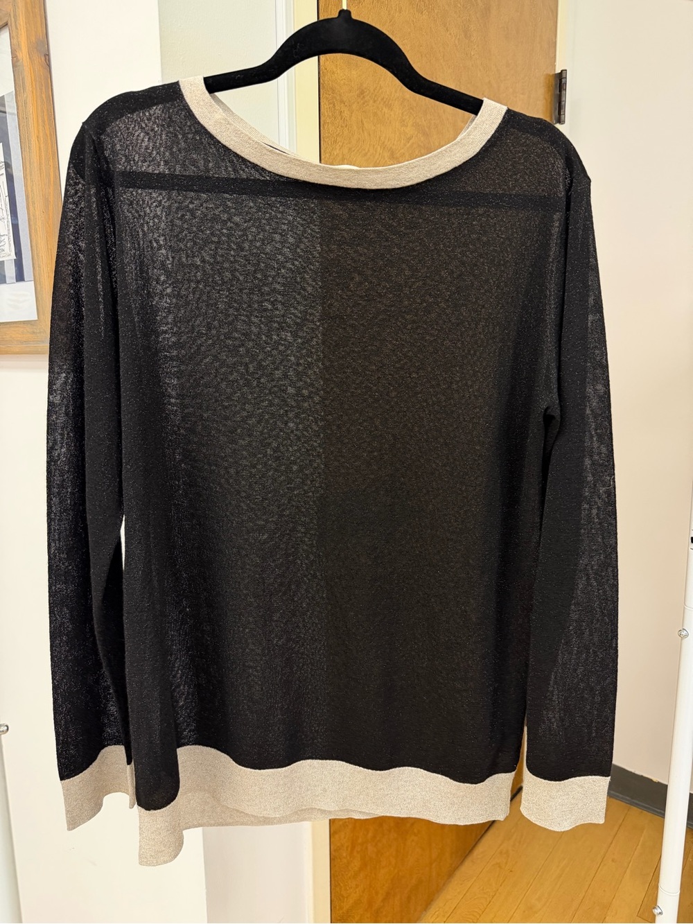 Dries Van Noten Sheer Black Lightweight Sweater W Silver Trim EUC - Picture 13 of 16